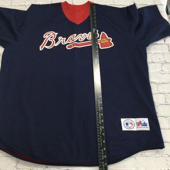 Majestic Jersey Unisex No Size Red Blue Atlanta Braves Reversable Graphic - Picture 9 of 12